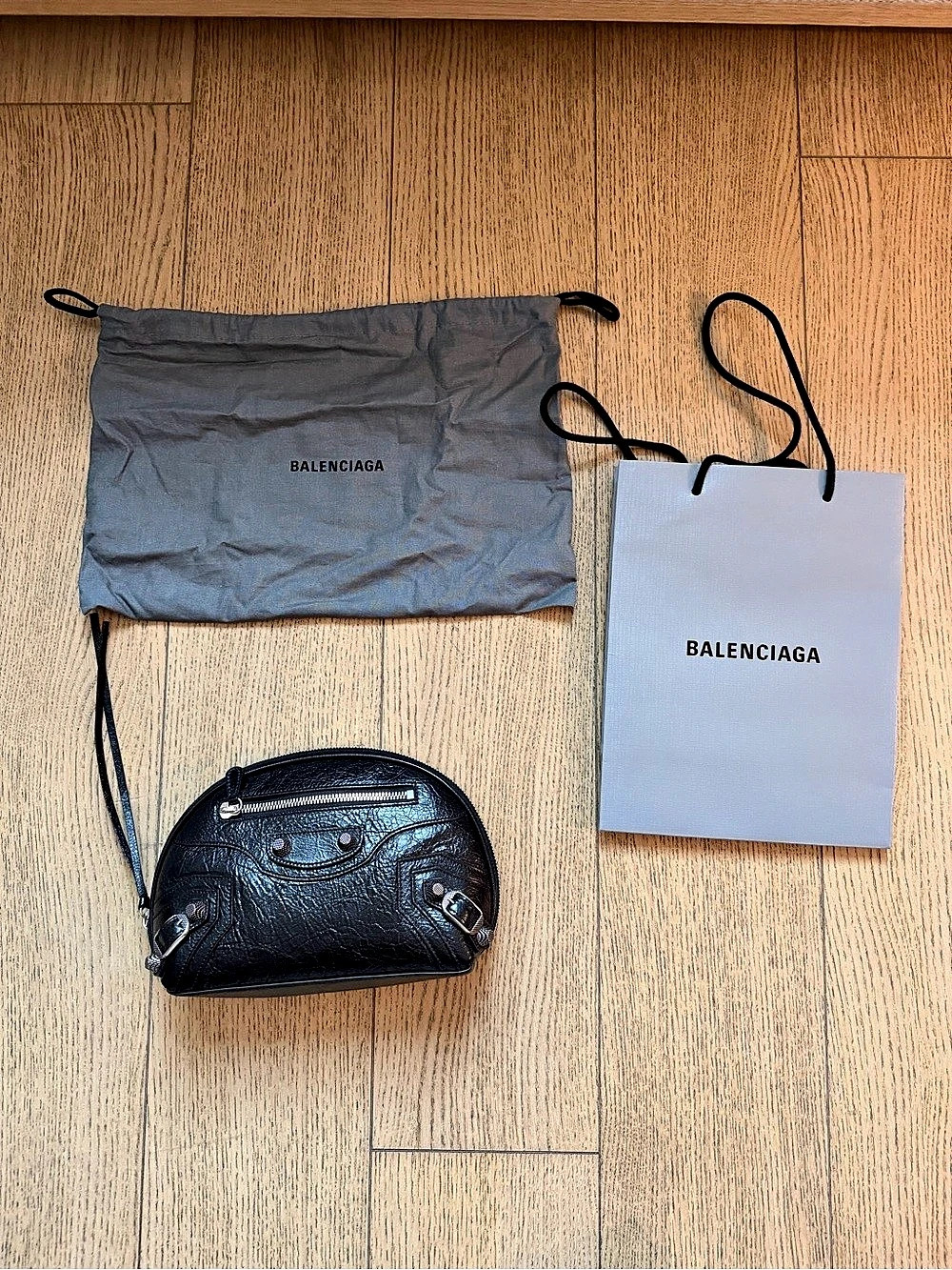 Balenciaga Le Cagole City Leather Clutch Cosmetic Makeup Bag Pouch